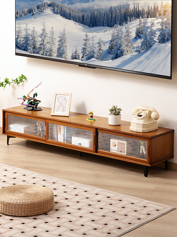 【免運】 電視柜簡約現代茶幾電視機柜組合小戶型客廳實木伸縮輕奢地柜臥室