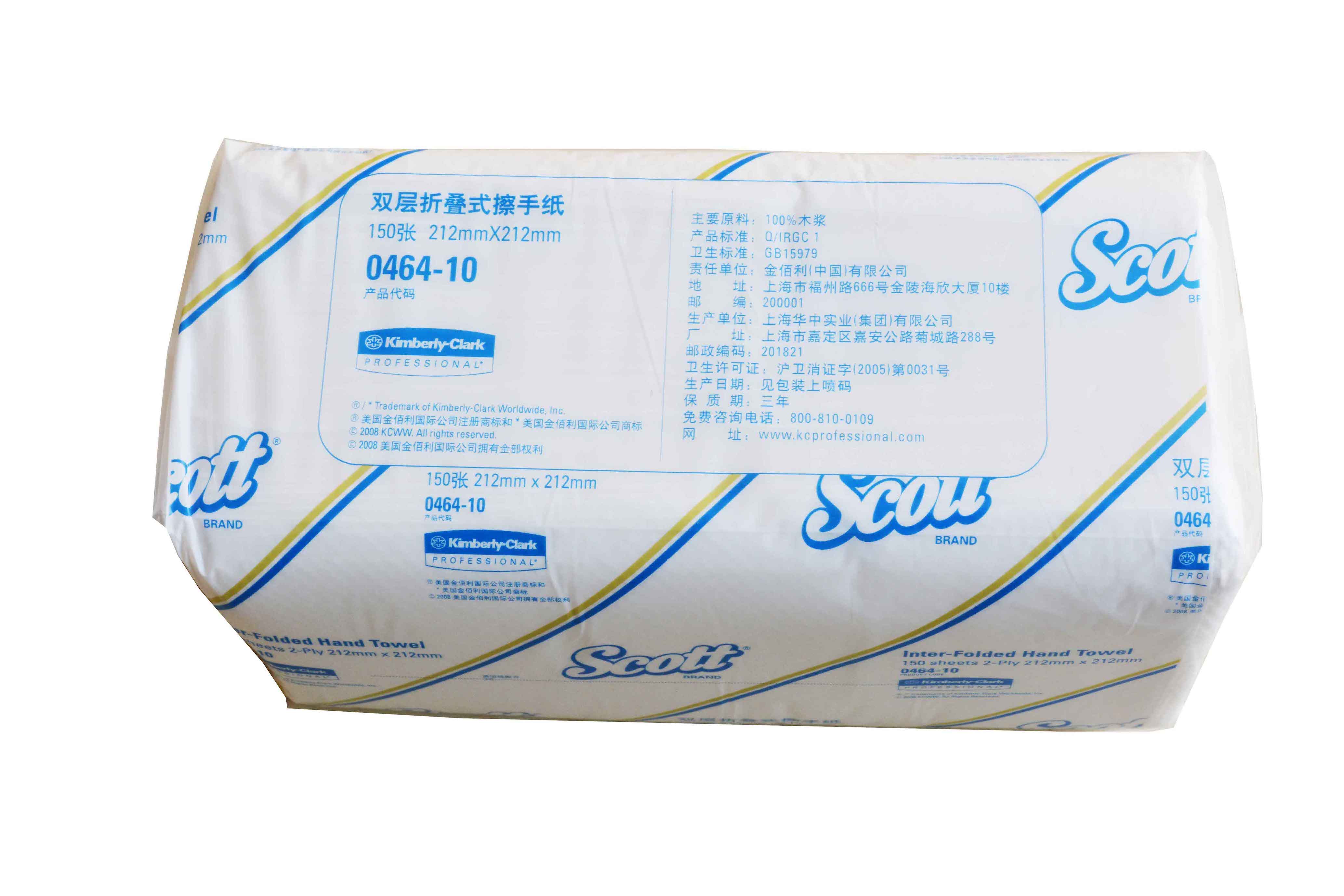 金佰利SCOTT適高商用擦手紙150抽紙巾廁紙實惠裝整箱32包0464批