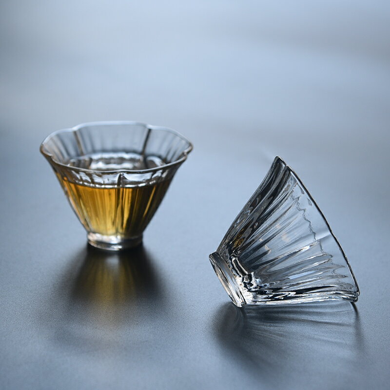 日式小茶杯耐高溫手工錘紋玻璃品茗杯個人杯主人單杯耐熱功夫茶具