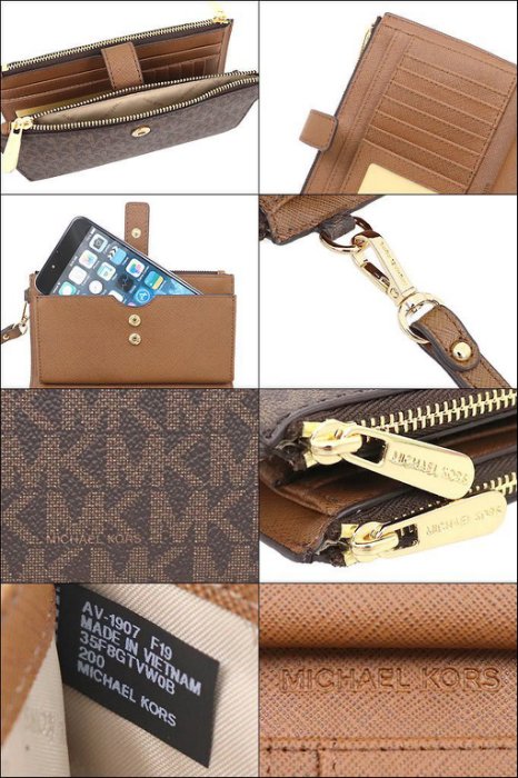 *vivi shop*美國正品MICHAEL KORS MK 多功能手拿包( 十字紋防刮真牛皮款) 長夾 手機包 皮夾 手拿掛包-(保證美國OUTLET全新直購100%正品)*vivi shop* 7