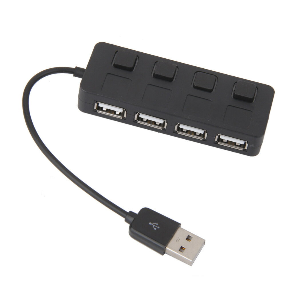 USB2.0 HUB 4口按鍵USB 集線器獨立開關1拖4筆記本 電腦usb分線器【宜家良品百貨】