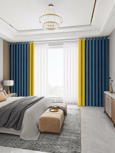 2022年新款窗簾布遮光臥室全遮光免打孔安裝帶伸縮桿全套2021客廳
