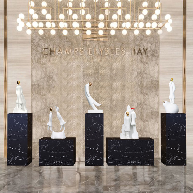 北歐抽象人物雕塑擺件樣板房辦公室酒店落地玻璃鋼軟裝藝術品陳設