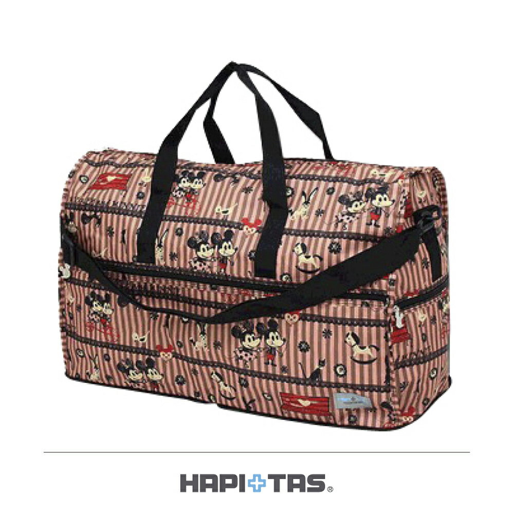 【加賀皮件】HAPI+TAS 迪士尼 Disney 米奇 Mickey 摺疊 可插拉桿 手提/斜背/側背 行李袋 旅行袋 (大) H0004