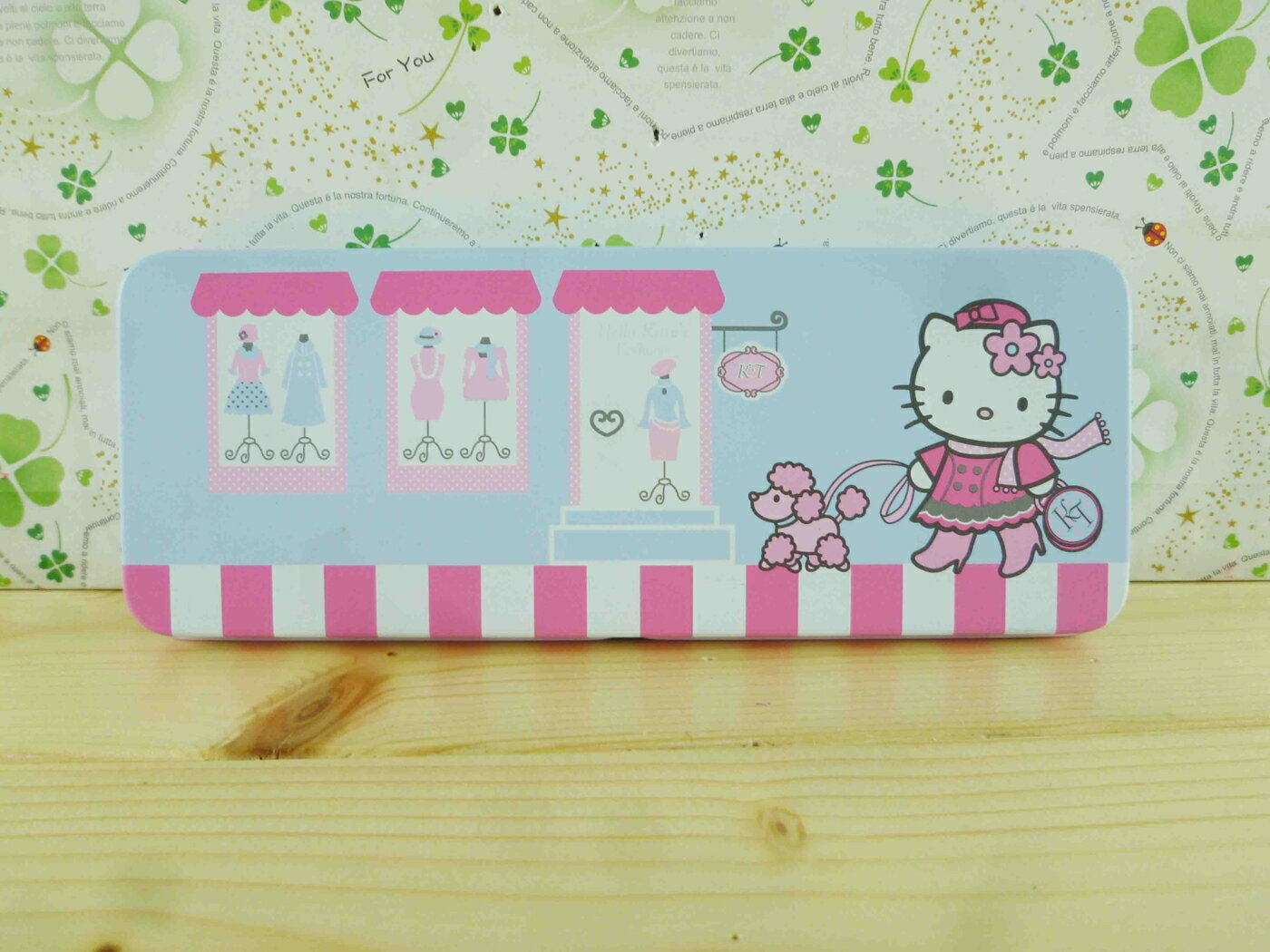 【震撼精品百貨】Hello Kitty 凱蒂貓 KITTY鉛筆盒-法國時尚圖案-淺藍色 震撼日式精品百貨