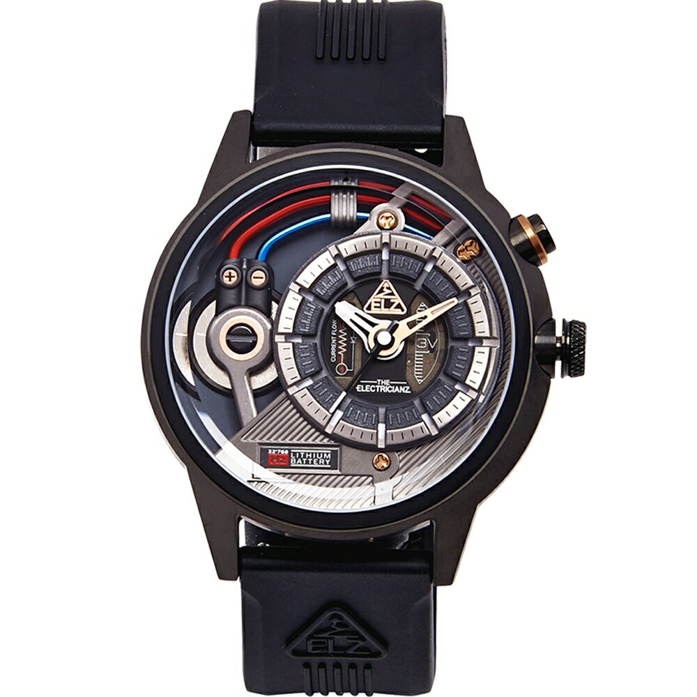 送禮首選★THE ELECTRICIANZ Steel Dark Z 45mm 獨家電路發光手錶-ZZ-A3C/05-CRD  附提袋【全館滿額折價★APP下單點數4倍送】線上購買享_實體門市同步服務
