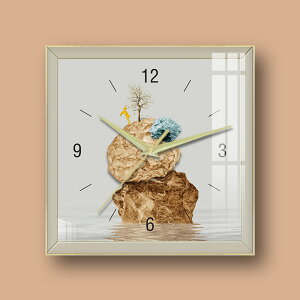 轻奢新中式晶瓷钟创意装饰挂钟现代简约轻奢晶瓷画钟晶瓷挂画 S70