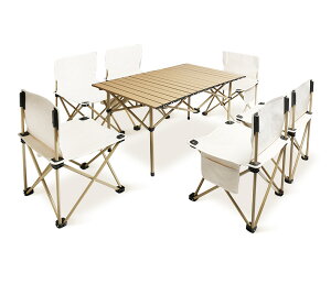 戶外桌椅套裝折疊便攜式野餐裝備車載鋁合金蛋捲桌