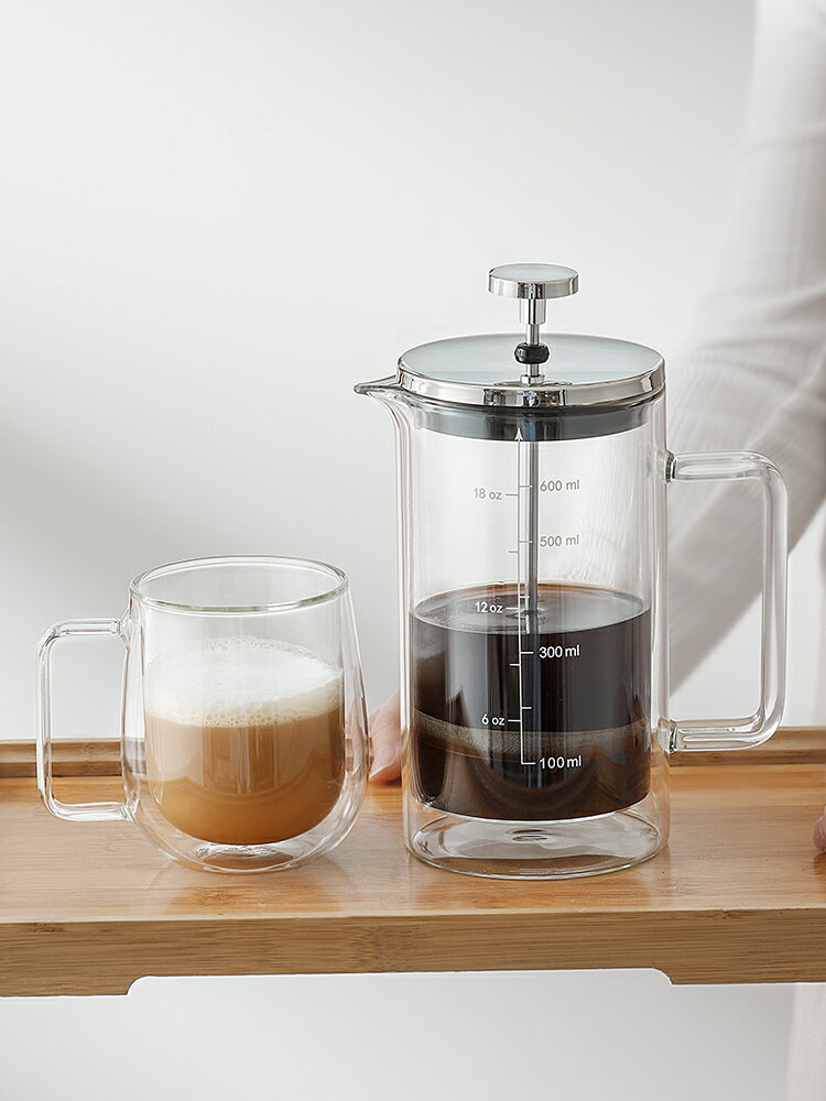 手沖法壓壺打奶泡器咖啡壺家用煮咖啡過濾器具沖茶壺套裝雙層隔熱