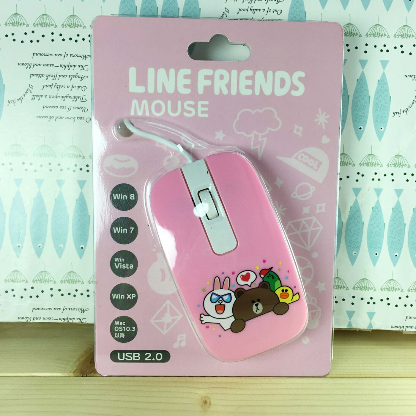 【震撼精品百貨】LINE FRIENDS 兔兔、熊大 滑鼠-熊大家族綜合圖案-粉色*64501 震撼日式精品百貨