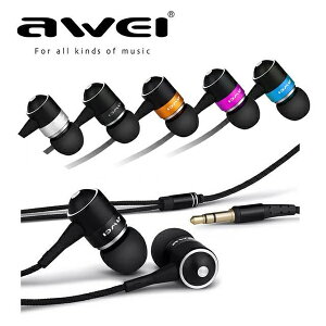 AWEI 入耳式耳機 ES-Q3 入耳式炫彩金屬耳機 耳道式耳機 重低音 有線耳機 (顏色隨機出貨)
