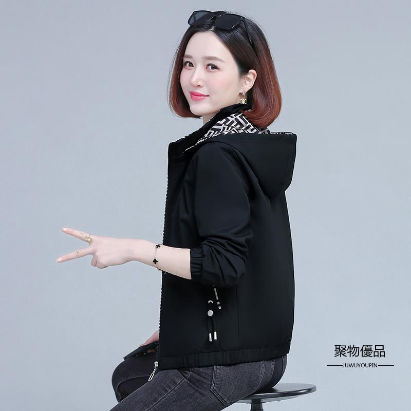 春秋女士休閒百搭外套洋氣短款秋裝外衣百搭大碼微胖中年媽媽時尚女裝夾克【聚物優品】