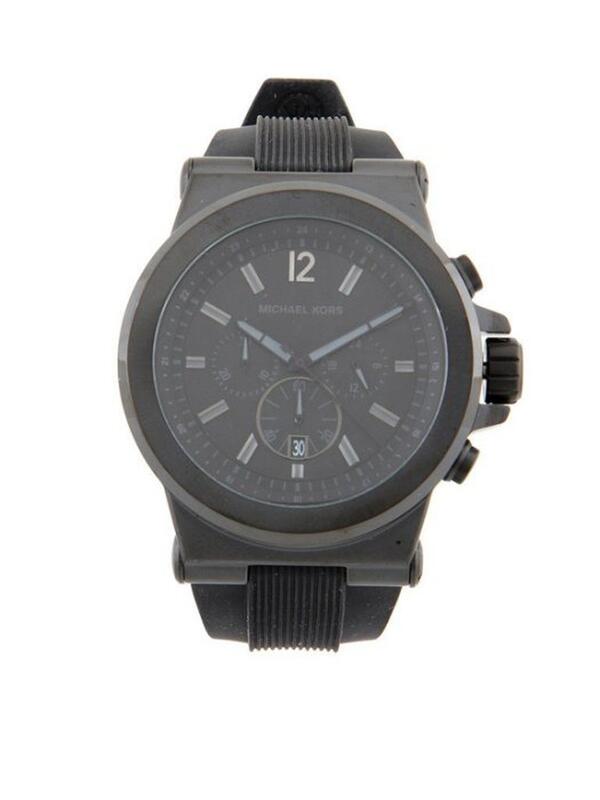『Marc Jacobs旗艦店』美國代購 Michael Kors 黑色系矽膠錶帶大錶面三眼腕錶
