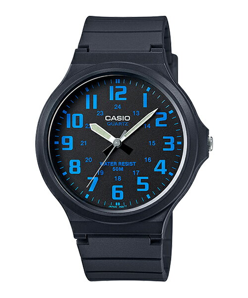 【東洋商行】CASIO 卡西歐 超輕薄感實用必備大表面指針錶-黑X藍 MW-240-1BVDF 原廠公司貨 附保證卡 保固期一年