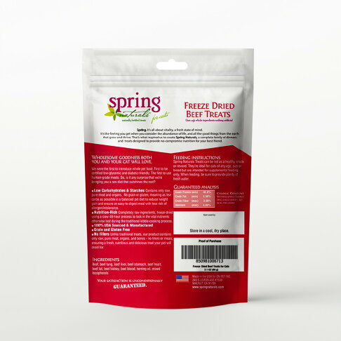 【Spring Naturals 曙光】牛肉 全齡貓點心 冷凍乾燥 無穀 單一肉類 美國製造 凍乾點心 2.1oz 2