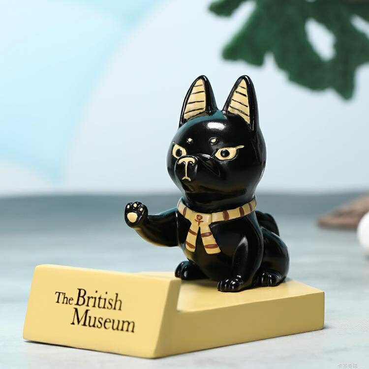 大英博物館埃及貓擺件桌面手機支架創意生日禮物可愛便攜手機座 全館免運