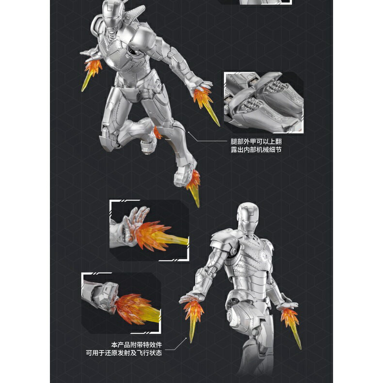 ISONA 23公分正版御模道模型 MK2鋼鐵人模型 鋼鐵人組裝模型 拼裝模型 1:9比例 4