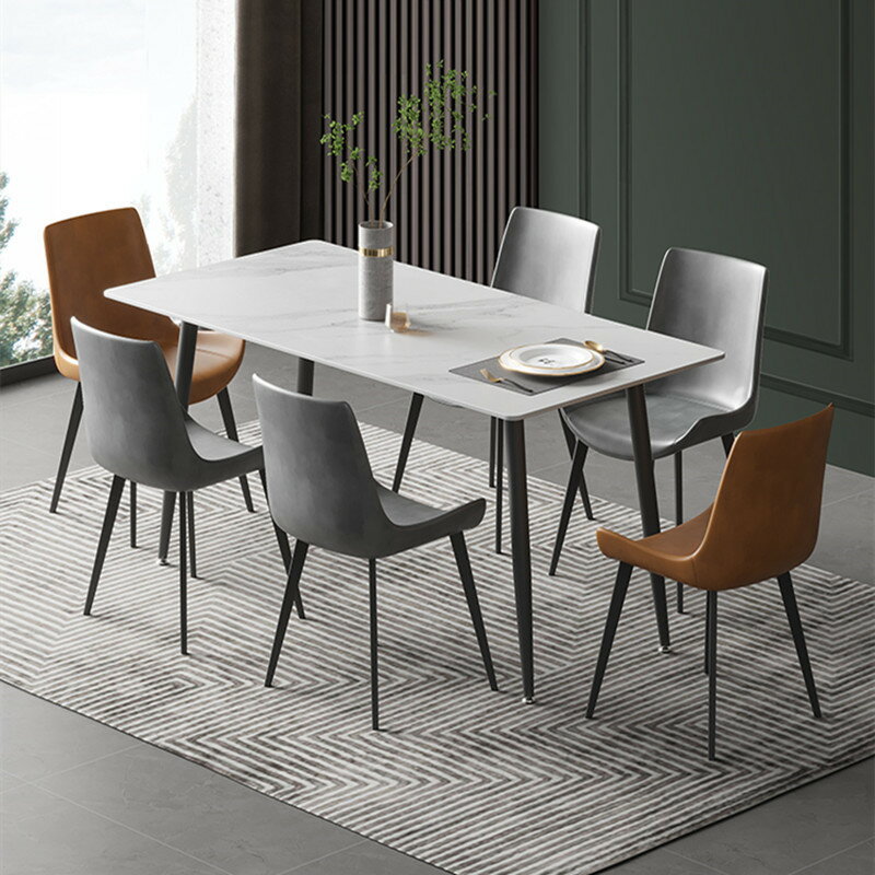 餐桌 意式巖板餐桌椅組合 長條形方碳素鋼飯桌小戶型