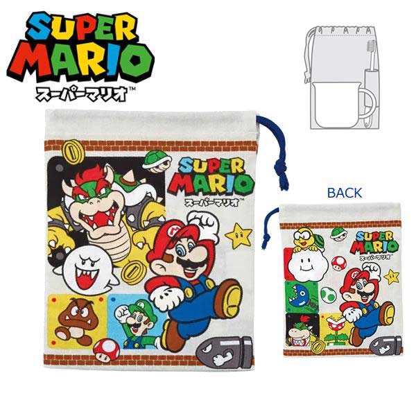 牙刷牙杯專用束口袋-瑪莉歐 Super Mario 日本進口正版授權