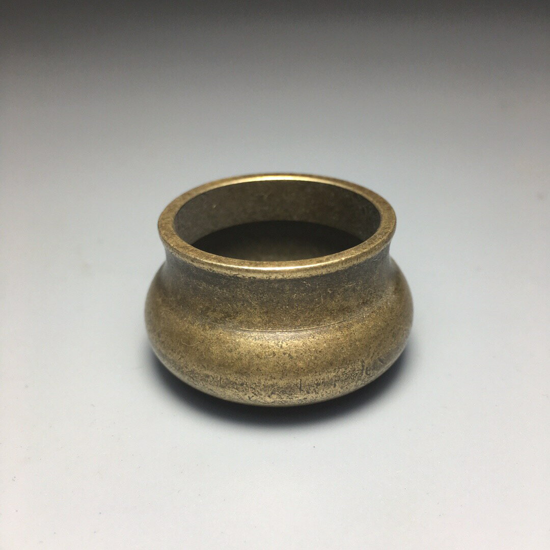 老物件古玩銅器古董雜項收藏仿古老黃銅宣字底袖珍迷你小香爐老貨