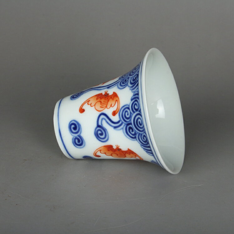 清同治粉彩云福紋茶杯聞香杯古玩古董陶瓷器手工仿古老貨收藏擺件| 協貿