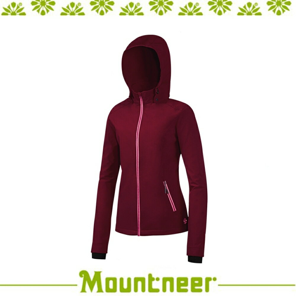【Mountneer 山林 女輕量防風SOFT SHELL外套《紫紅》】32J06/保暖外套/休閒外套/連帽外套