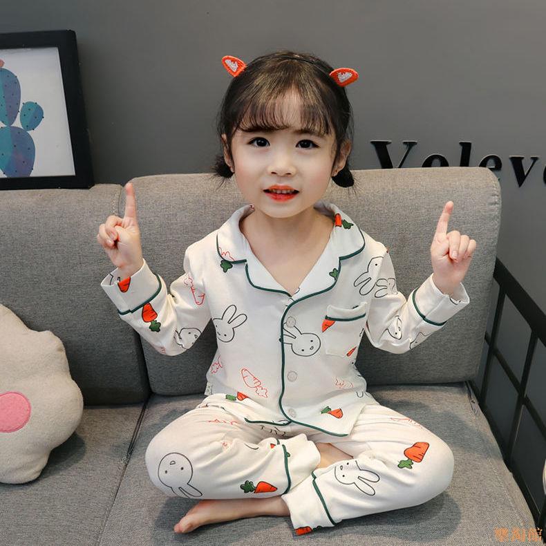 兒童睡衣 兒童睡衣2022春秋新款小孩套裝寶寶開始長袖女小童女童家居服可愛