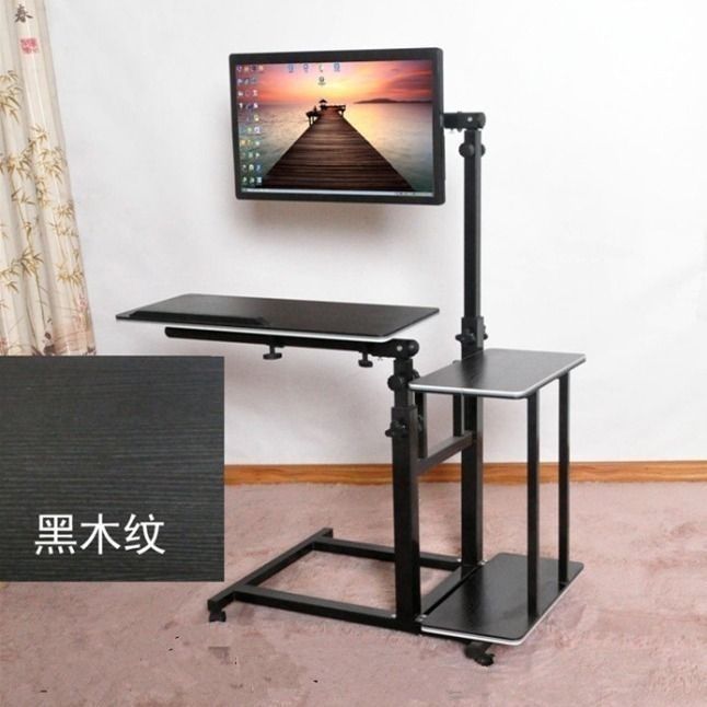 免運 開立發票 移動置地辦公電腦桌升降站立床上懶人筆記本用臺式多功能支架滑輪 快速出貨