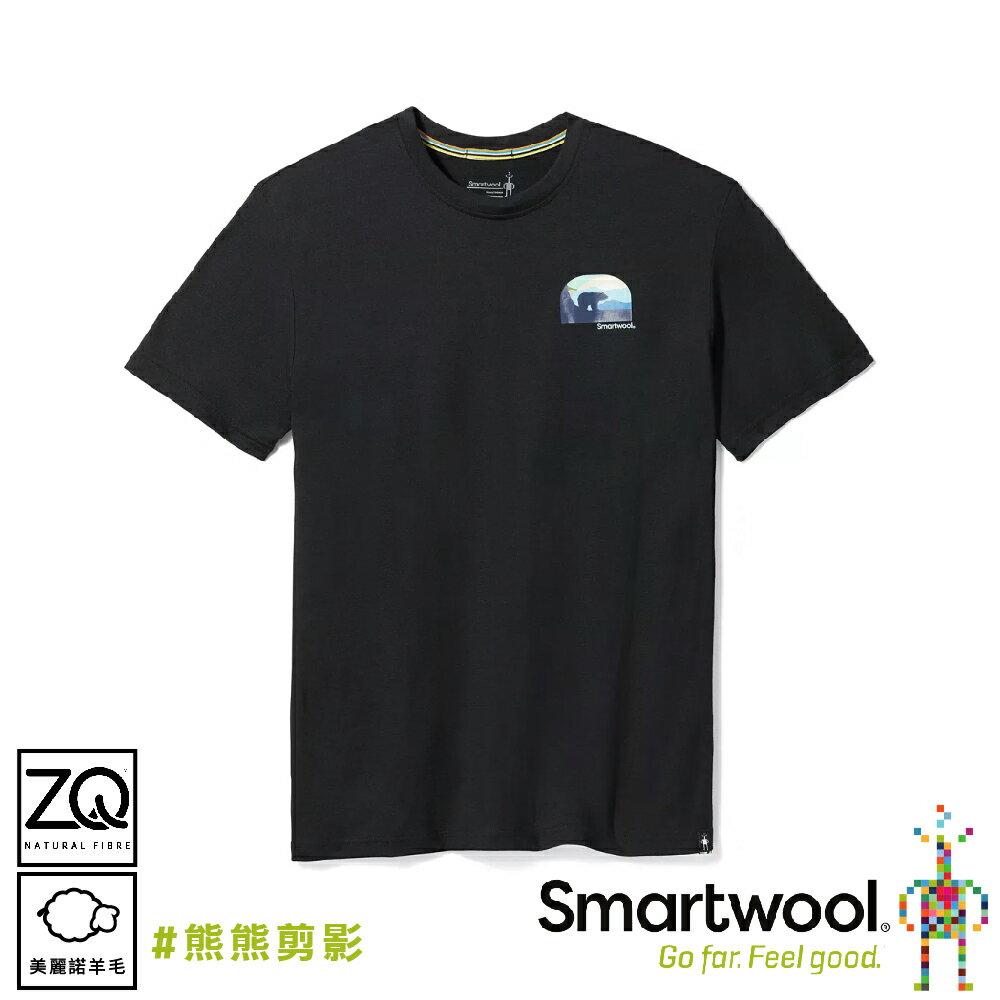 【SmartWool 美國 塗鴉短Tee《熊熊剪影 黑》】SW017156/排汗衣/機能衣/短T