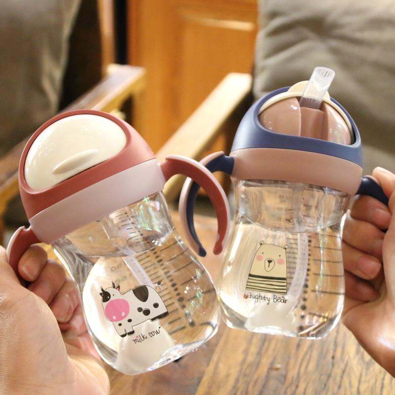 韓國兒童吸管杯防摔防嗆咬合水杯幼兒園寶防漏帶重力球嬰兒學飲杯
