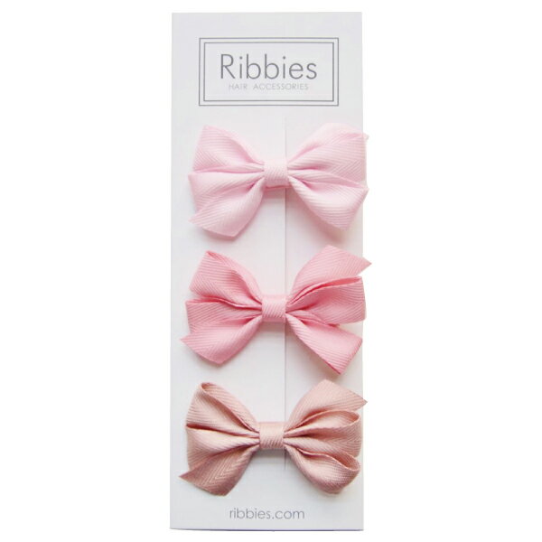 英國 Ribbies 三層中蝴蝶結|髮飾|髮夾3入組-粉色系列