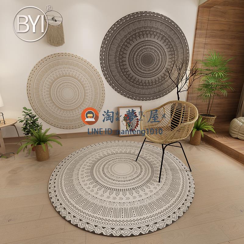 80cm直徑圓形 輕奢北歐圓形地毯地毯藝術客廳毯家用床邊毯淘夢屋