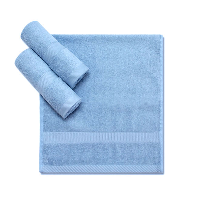 Miine 素色菱格緞檔毛巾(天空藍)