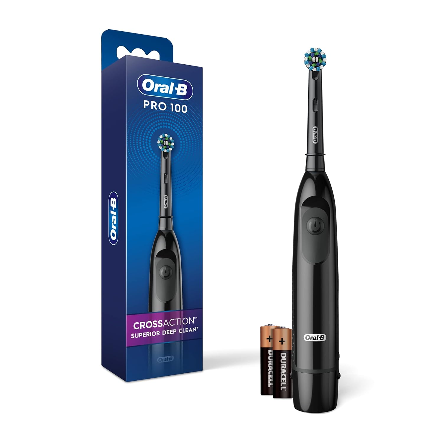 [5美國直購] Oral-B Pro 100 電動牙刷-黑 配 CrossAction EB50 牙刷頭 AA電池式 Electric Toothbrush
