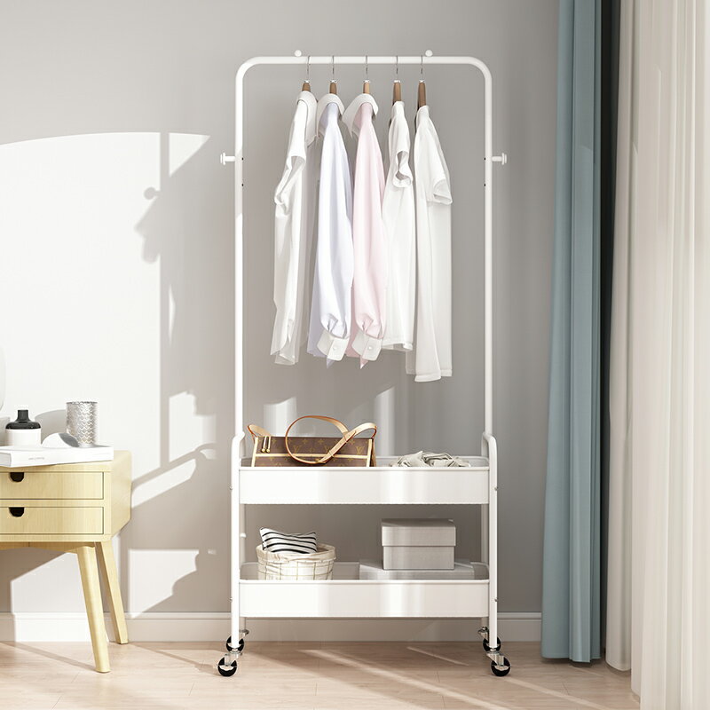 衣架落地可移動臥室簡易衣帽架客廳現代簡約單桿式衣服收納架家用