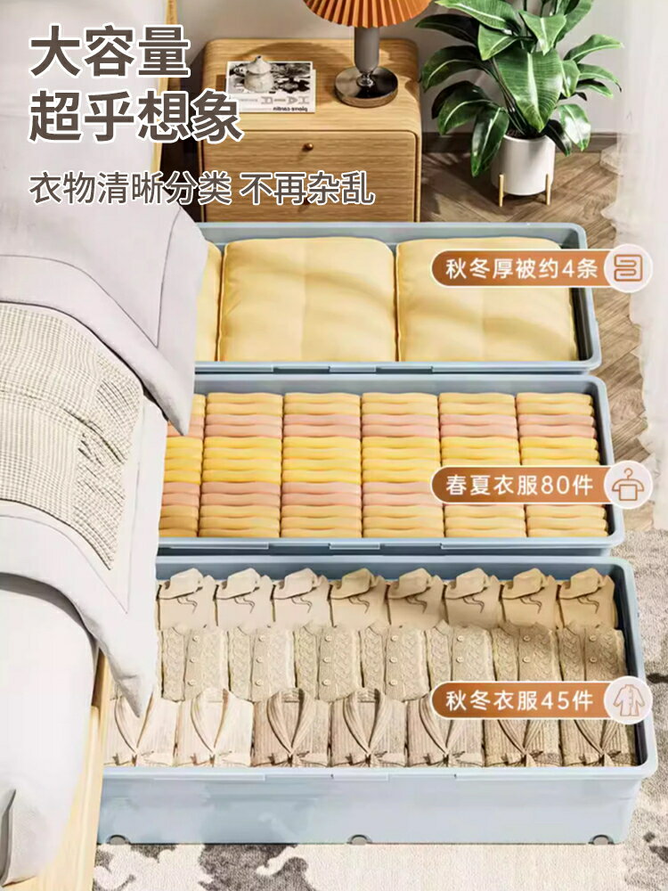 床底收納箱帶輪加厚整理箱扁平抽屜式家用衣服儲物神器床下收納盒