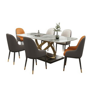 【免運】美雅閣| 巖板餐桌椅組合意式輕奢現代簡約家用小戶型長方形西餐廳吃飯桌子