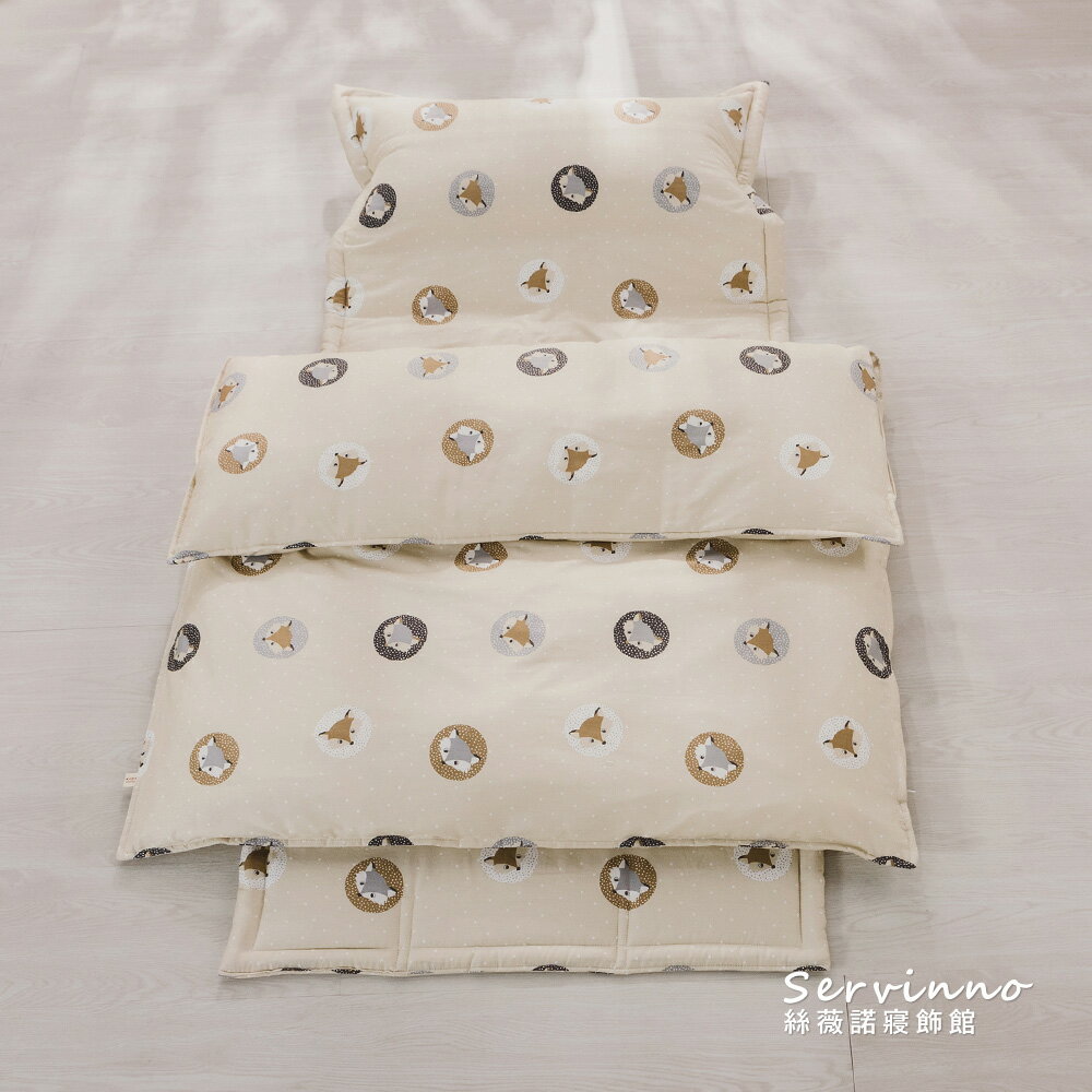 MIT精梳棉-兒童睡袋【狐狸先生-拿鐵】多功能/冬夏兩用