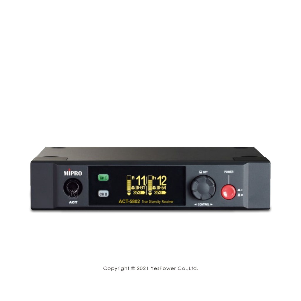 ACT-5802 MIPRO ISM 5 GHz半U雙頻道數位接收機/無線麥克風 悅適影音