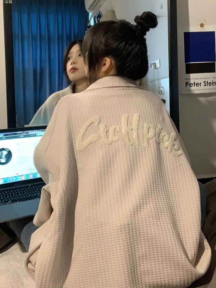 薄外套 外套女春秋寬松休閑百搭 翻領夾克美式復古上衣ins潮