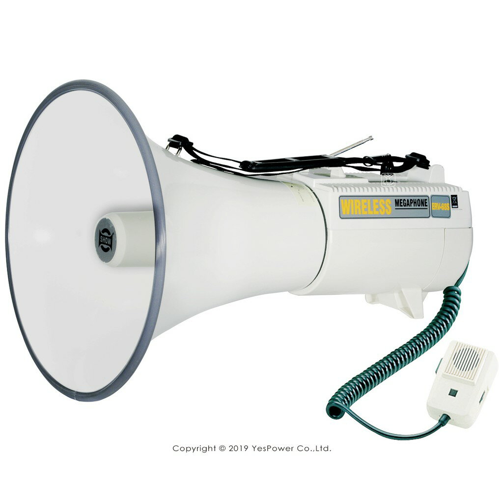 【現貨/來電優惠】ER-68 ER-68S SHOW 45W肩帶式喊話器 附警報音/一年保固/音源輸入孔/1號電池10顆(不附/歡迎加價訂製鋰電池模組