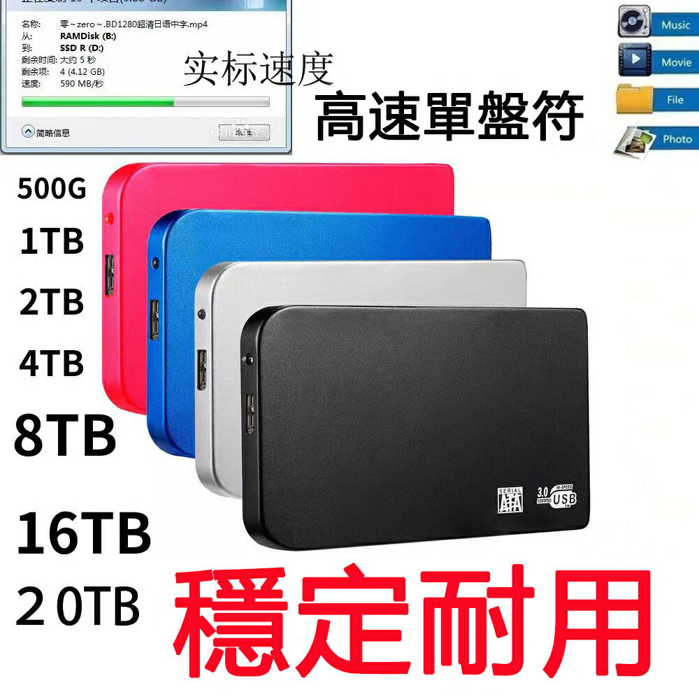 ST01 1TB 4TB 10TB 20TB 移動硬碟 行動硬碟 USB3.0高速單盤符 外接硬碟 擴容超博盤 金屬碟盤