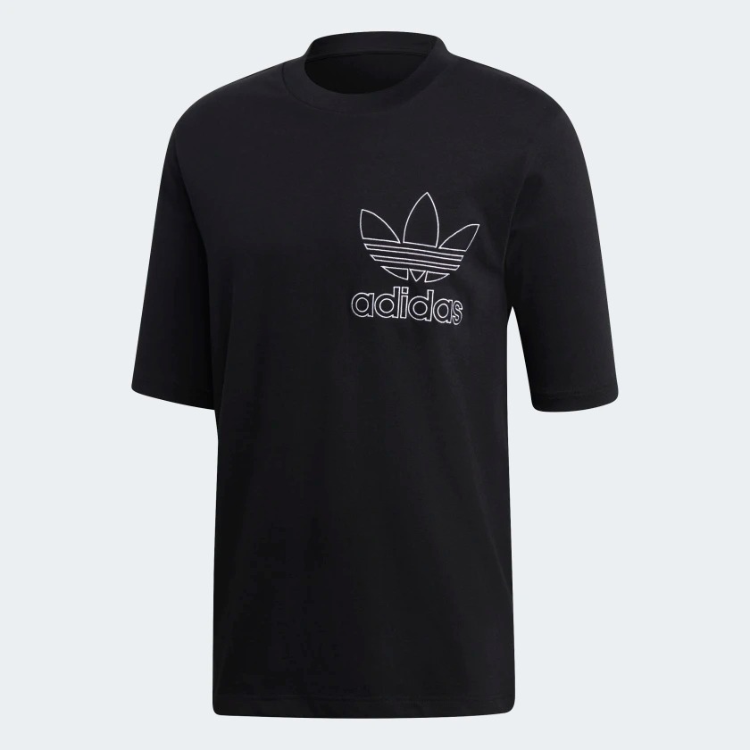 ADIDAS ORIGINALS OUTLINE TEE 男裝 短袖 休閒 慢跑 寬版 舒適 黑【運動世界】DV1563