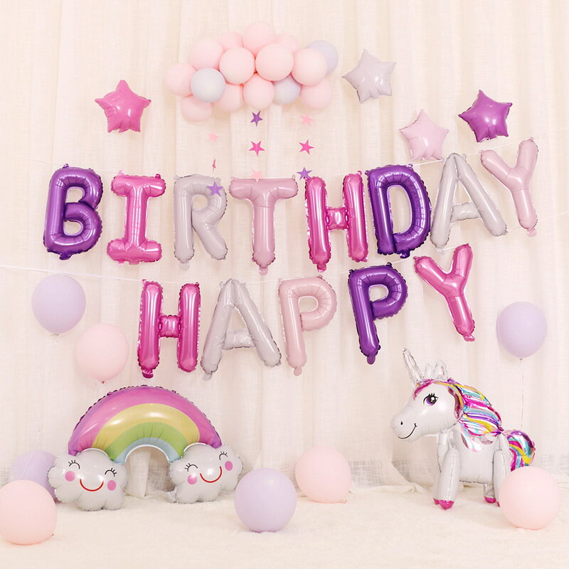 生日派對 氣球套裝 寶寶周歲 佈置 字母氣球 獨角獸 女寶 男生生日 氣球 字母 生日 派對 裝飾 兒童 慶祝 慶祝生日