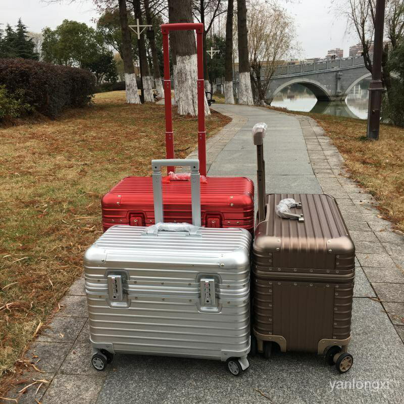 全鋁鎂合金攝影橫版機長行李箱18寸 20寸女士金屬登機相機拉桿箱 登機箱