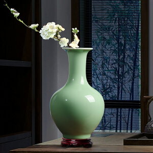 景德鎮陶瓷器仿古花瓶擺件插花豆青釉中式家居客廳裝飾品工藝擺設