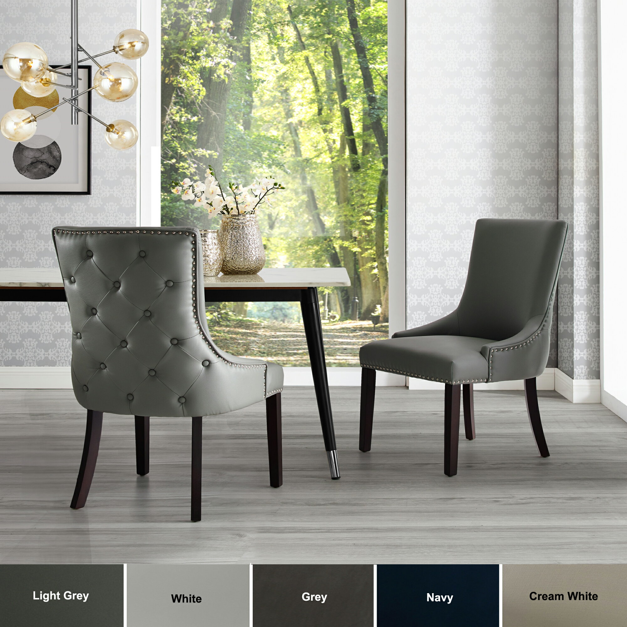Homespot Balthazar Leather Velvet Linen Dining Chair Set Of