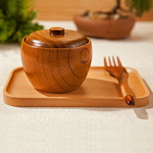 日式實木飯碗手工兒童防摔碗湯碗泡面碗帶蓋家用餐具套裝復古環保日本 全館免運