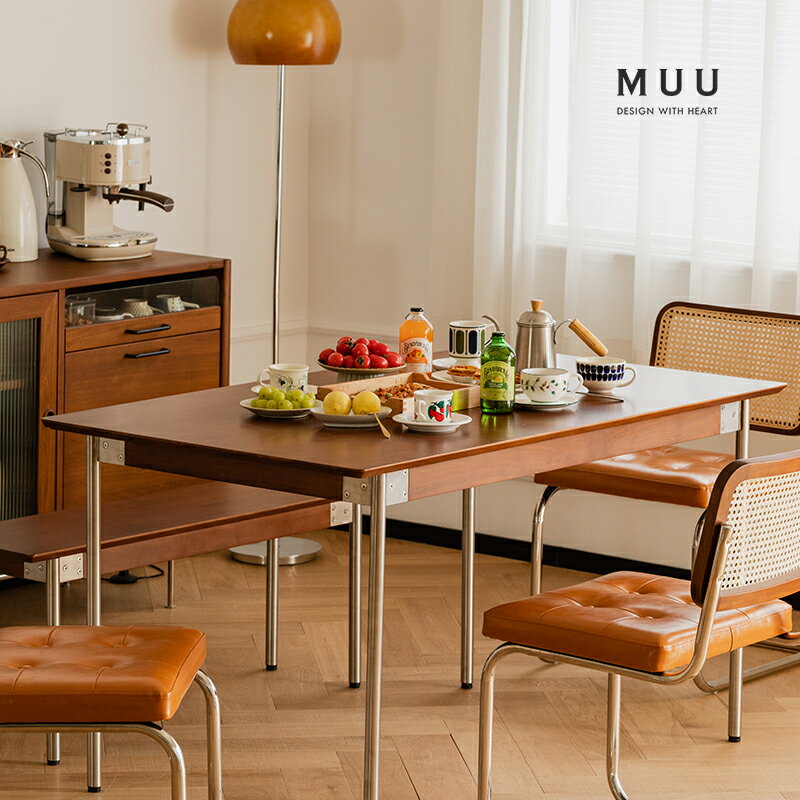 實木 餐桌 復古小戶型 北歐日式餐桌 椅子組合 家用 長方形桌子 原木家具