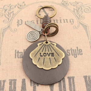 原創設計 手工編織合金 木質貝殼鑰匙扣情侶創意小禮品包包掛飾品